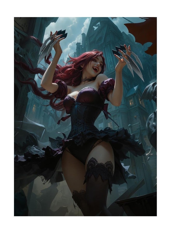 Katomula 100 MTG Card Sleeves with 100 Inner Sleeve, Textured Back Art Sleeves, Fit Standard Size Cards-Lady with Claws - Image 1